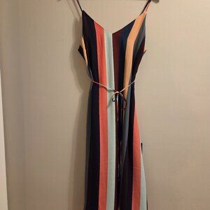 Lulu's Striped Midi Dress in Navy, Coral, Mint, Mustard